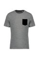 Heren T-shirt met borstzakje Kariban K375 GREY HEATHER-BLACK